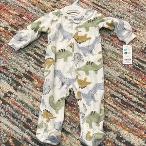Carter's Dinosaur Print Footie - Green, Gray, and White